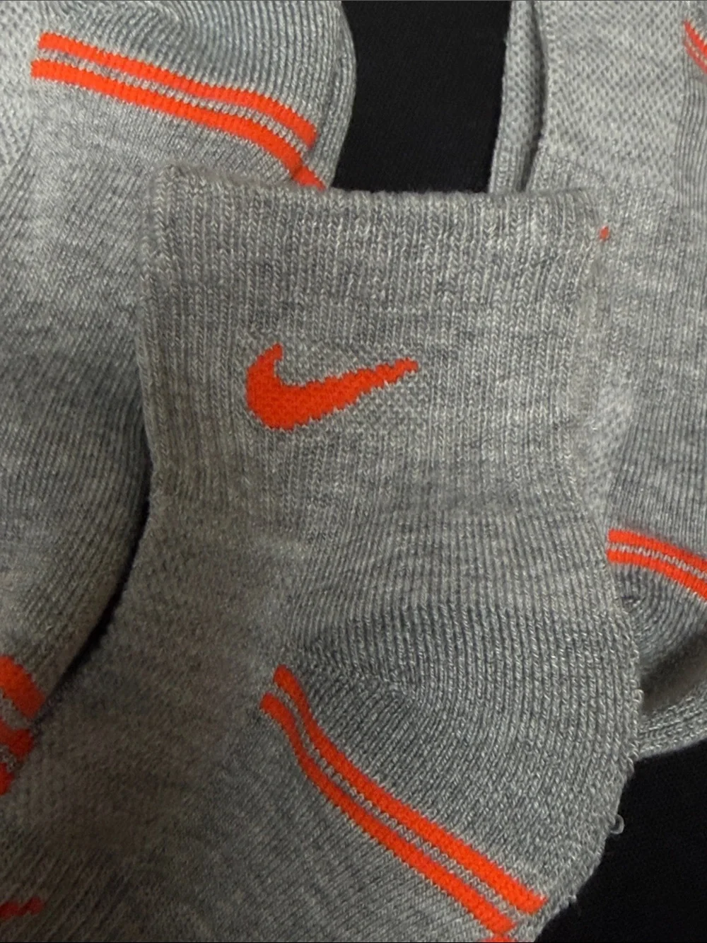 Nike Grey Ankle Socks with Orange Accents - 3-Pack